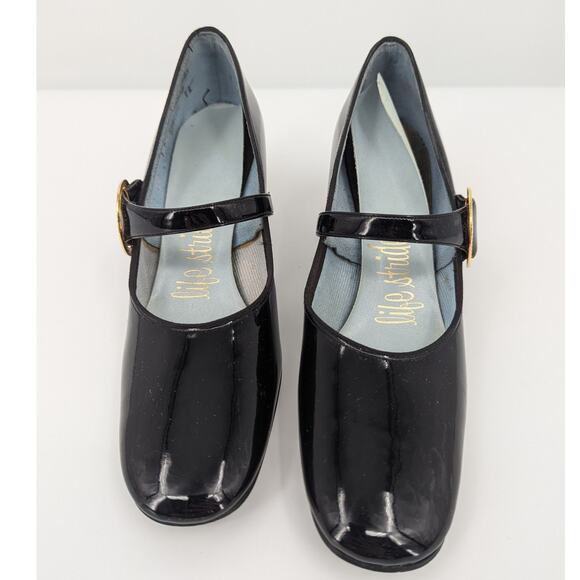 Life Stride Black Patent Mary Jane Heels Size 7 AAA Narrow Strap Vintage - Picture 2 of 8